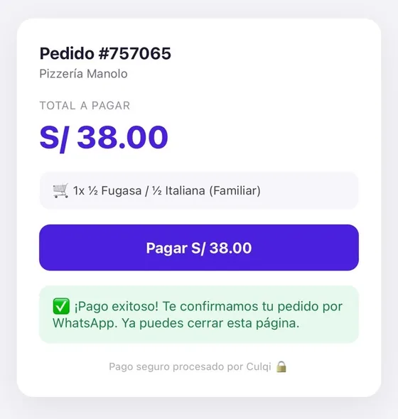 Página de pago con tarjeta que muestra «Pago exitoso»